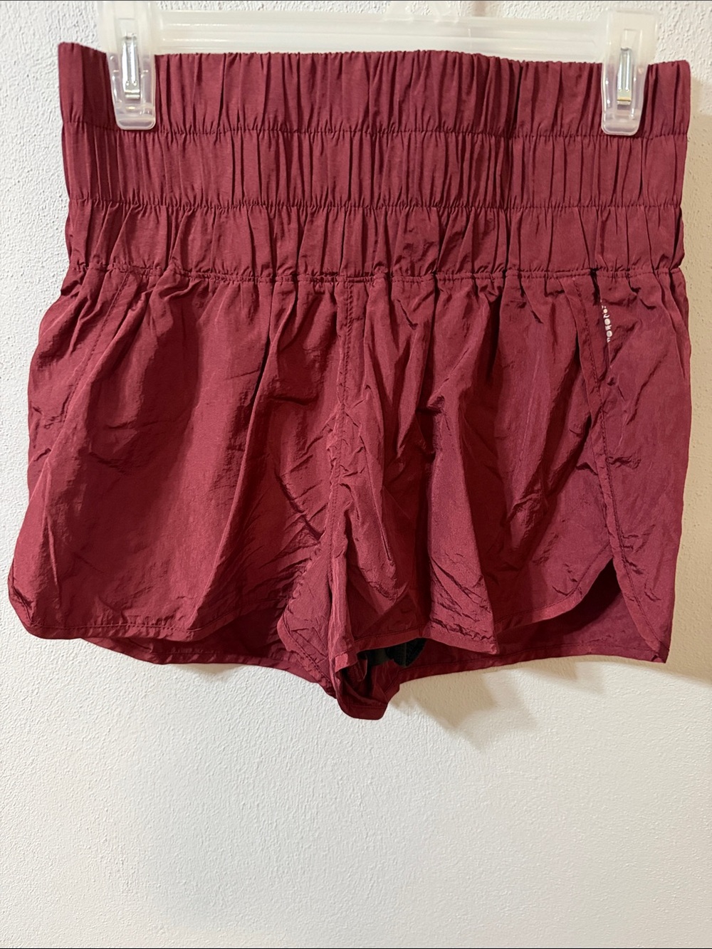 Free People The Way Home Maroon Athletic High-Waist Shorts